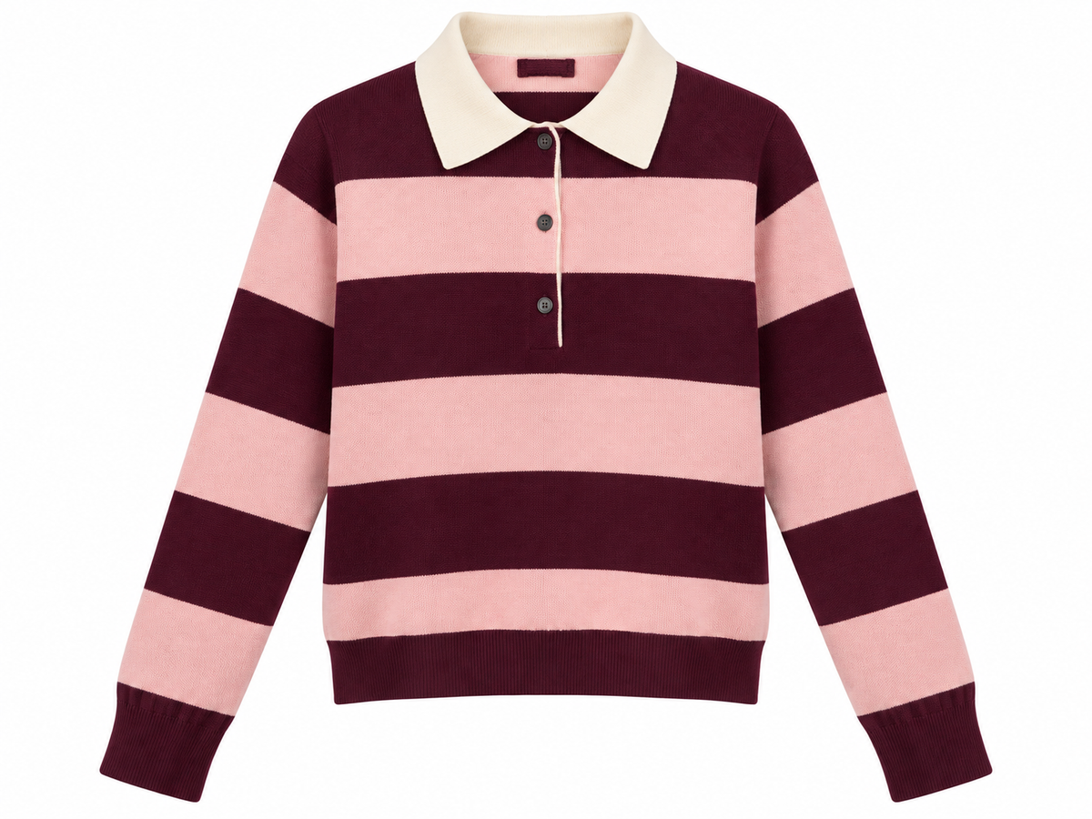 Gestreifter Strickpullover mit Kragen
