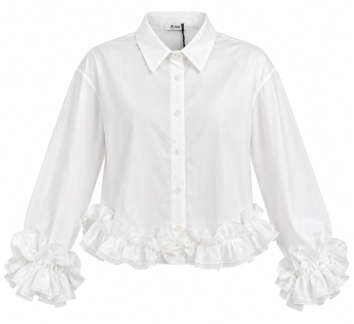 Weiße Rüschenbluse