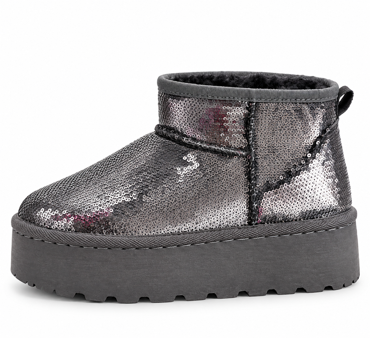 Sequin Platform Boots – Anthrazit