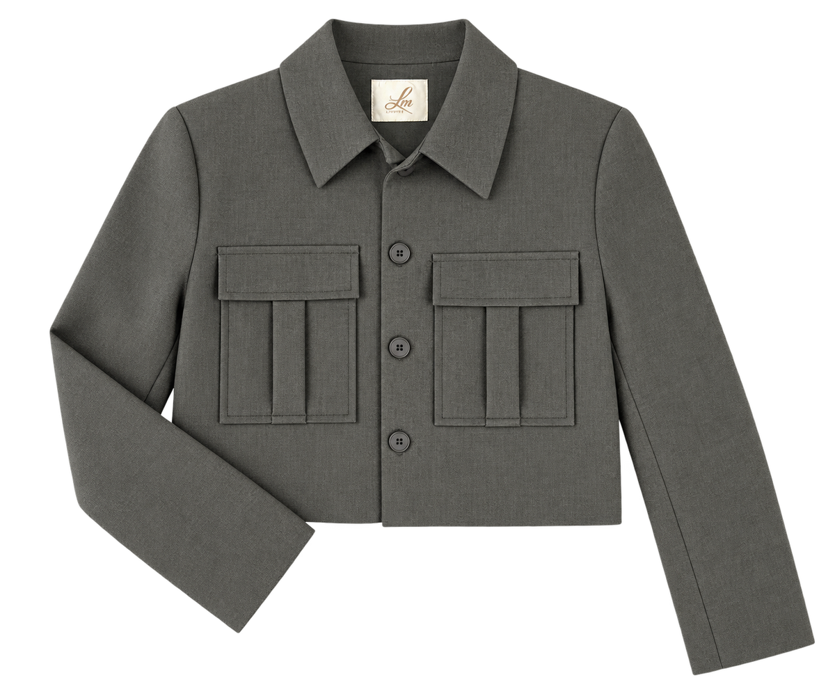 Cropped Utility Jacket – Grau