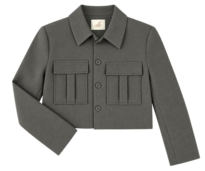Cropped Utility Jacket – Grau