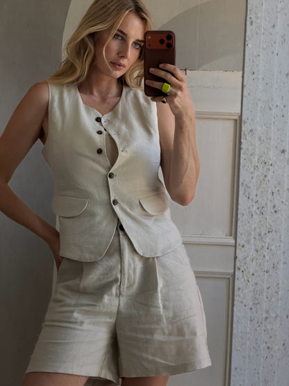 Leinen-Set – Weste & Shorts