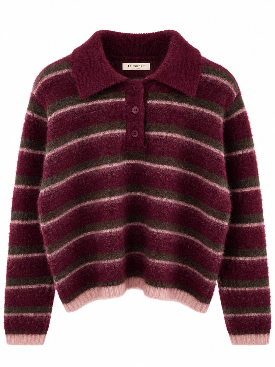 Fuzzy Polo Knit – Bordeaux
