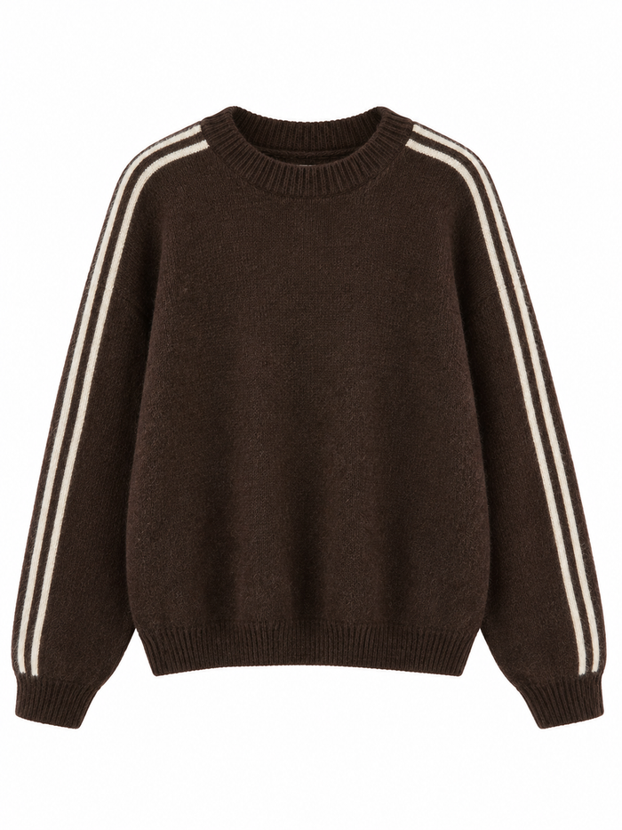 Strickpullover mit Kontraststreifen