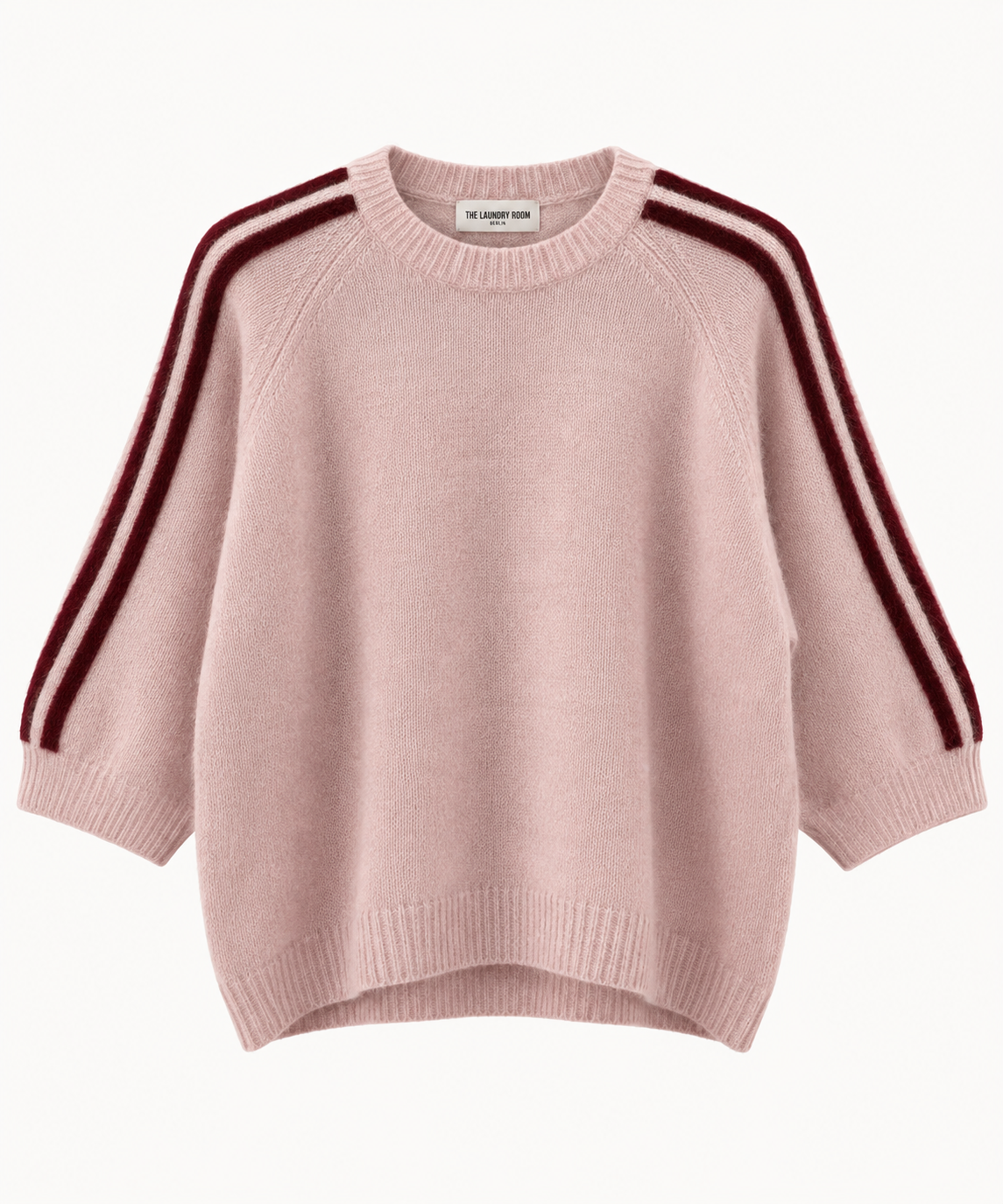 Rosé Strickpullover mit Streifen
