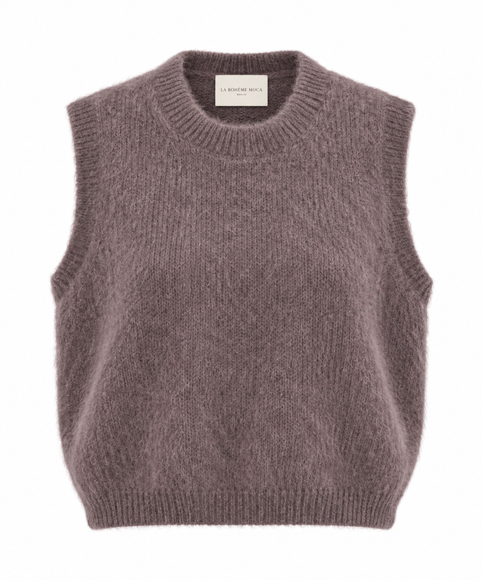 MOHAIR KNIT VEST – TAUPE