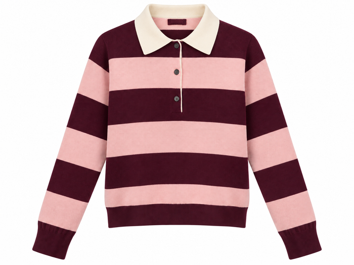 Gestreifter Strickpullover mit Kragen
