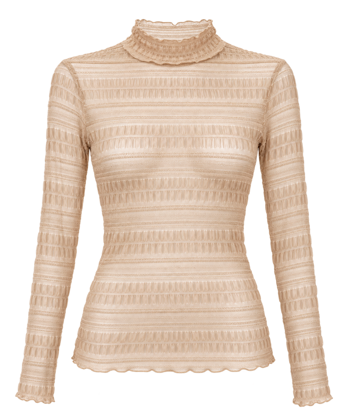 Transparentes Longsleeve in Beige