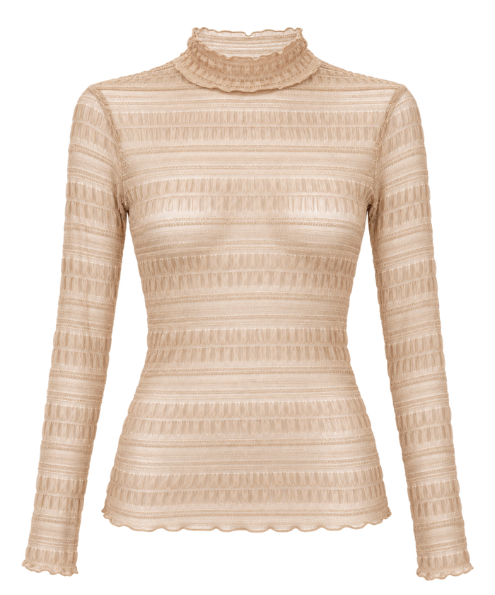 Transparentes Longsleeve in Beige