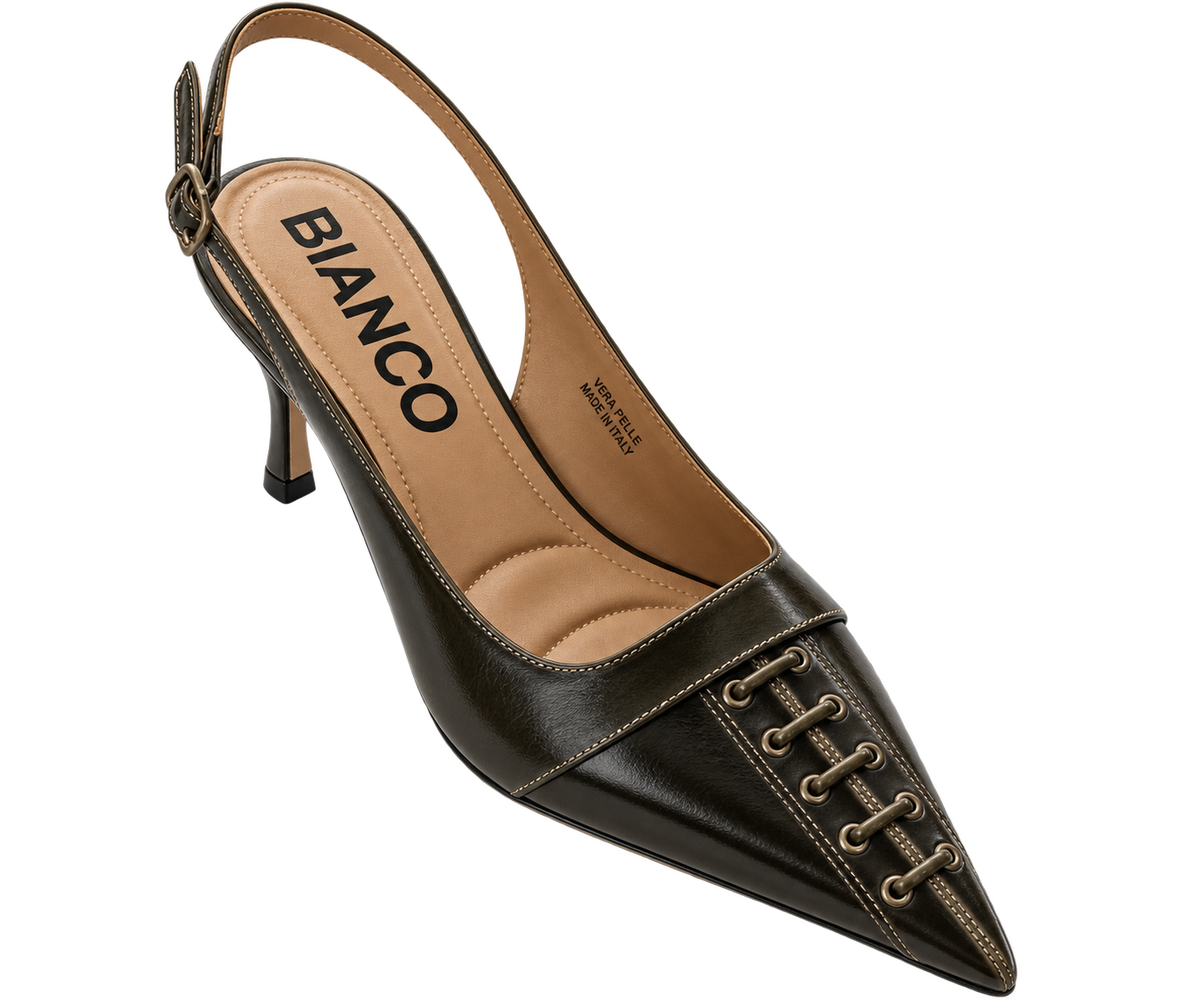 Slingback-Pumps in Dunkelgrün