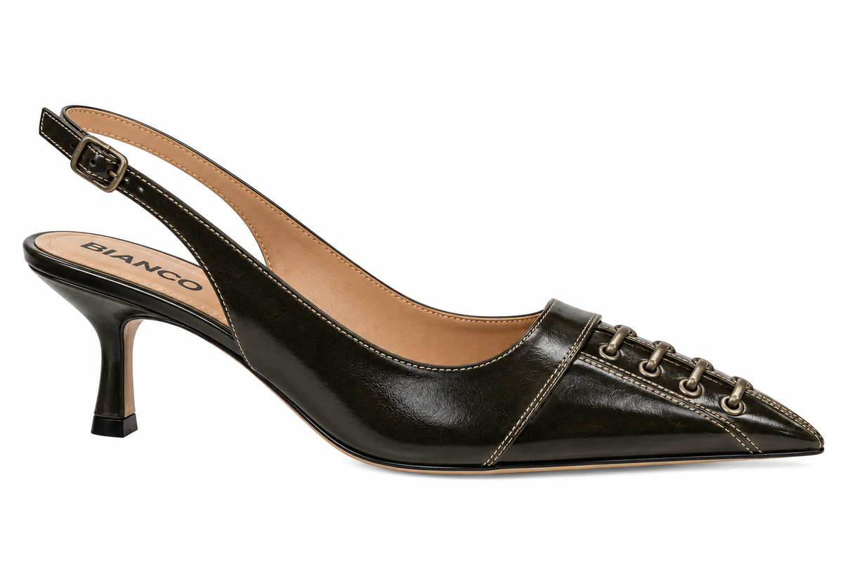 Slingback-Pumps in Dunkelgrün