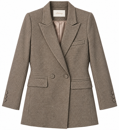 Blazer im Hahnentrittmuster – Taupe/Braun