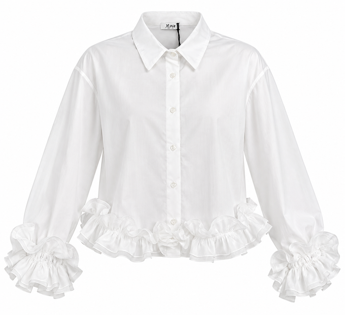 Weiße Rüschenbluse