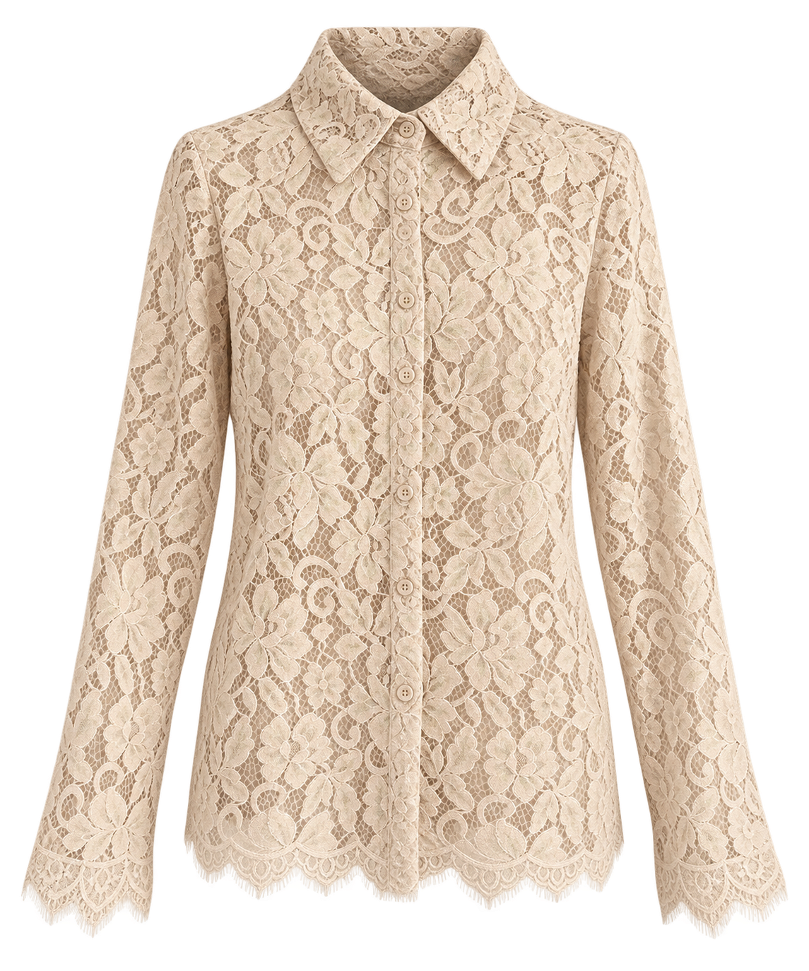 Spitzenbluse in Creme