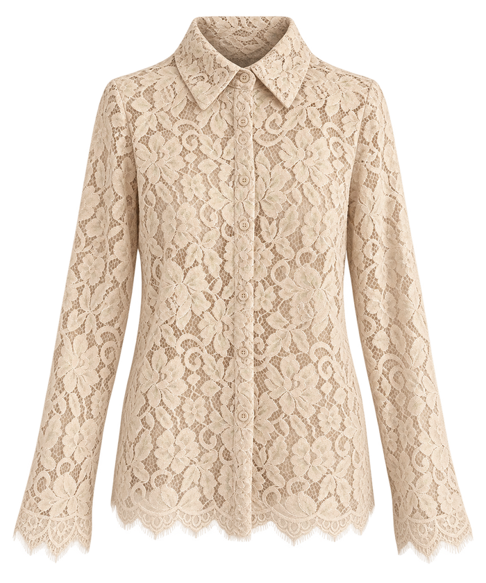 Spitzenbluse in Creme