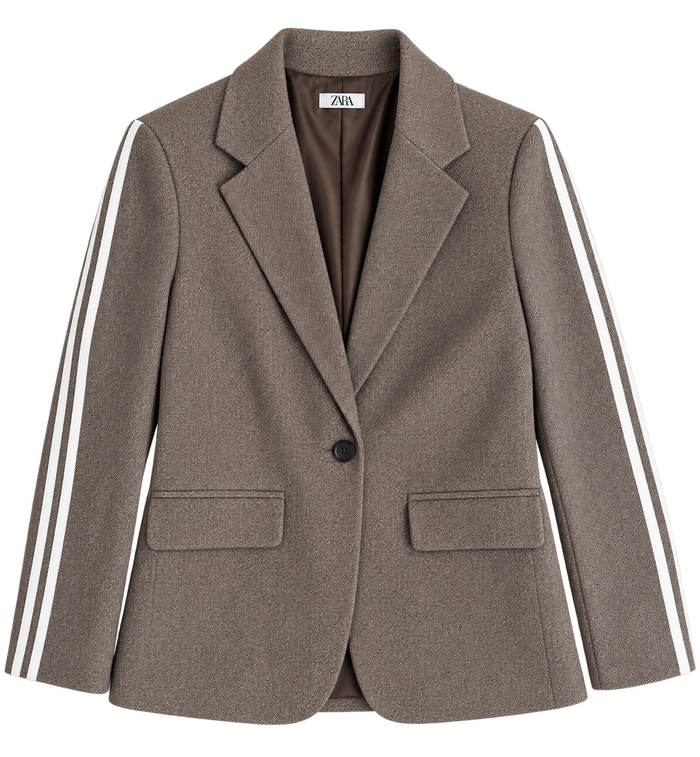 Herringbone Blazer mit Streifendetail