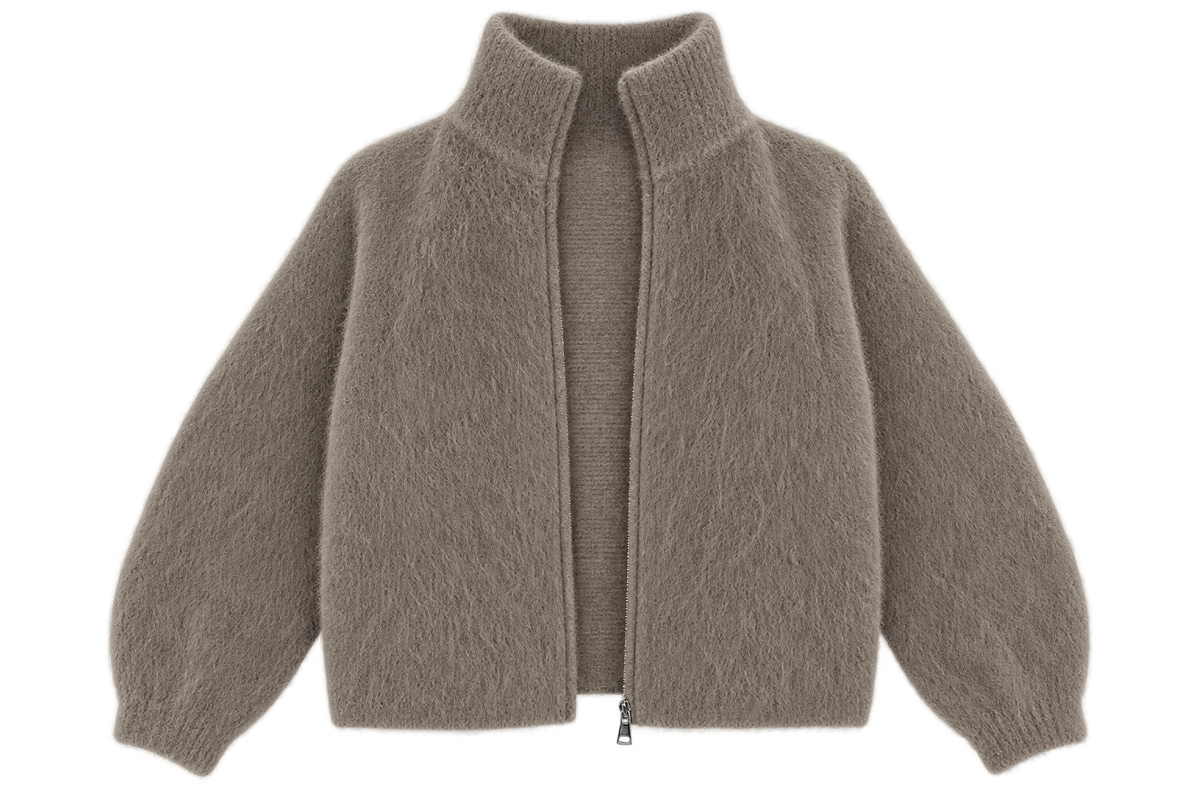 Kids Mohair Jacke in Taupe
