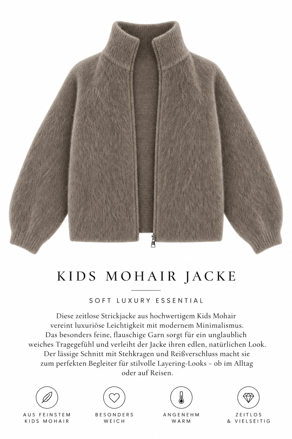 Kids Mohair Jacke in Taupe