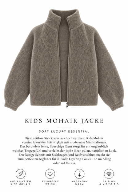 Kids Mohair Jacke in Taupe